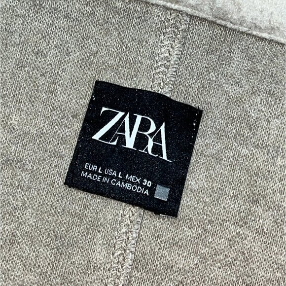 Zara Tan Long Sleeve Lapel Collar Open Front Trench Coat Women’s Size L - Picture 6 of 9